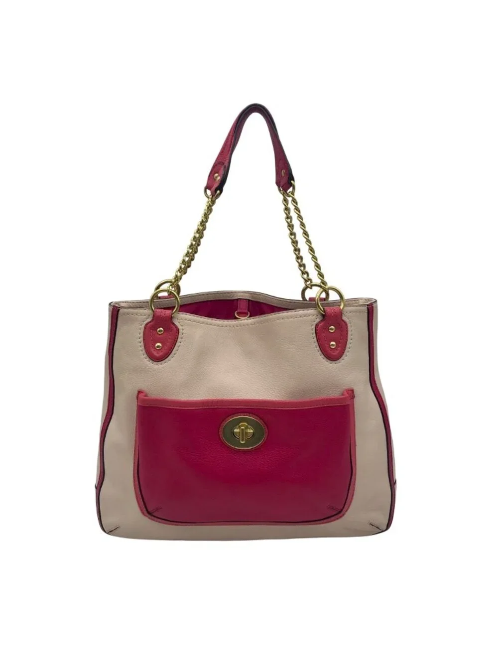 Coach Color-Block Poppy Pebbled Leather Tote Bag- 24082